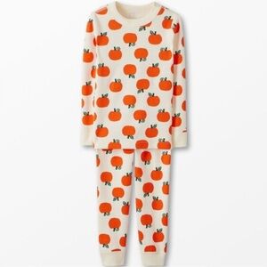 Hanna Andersson Toddler Cream and Orange Pumpkin Pajama Set